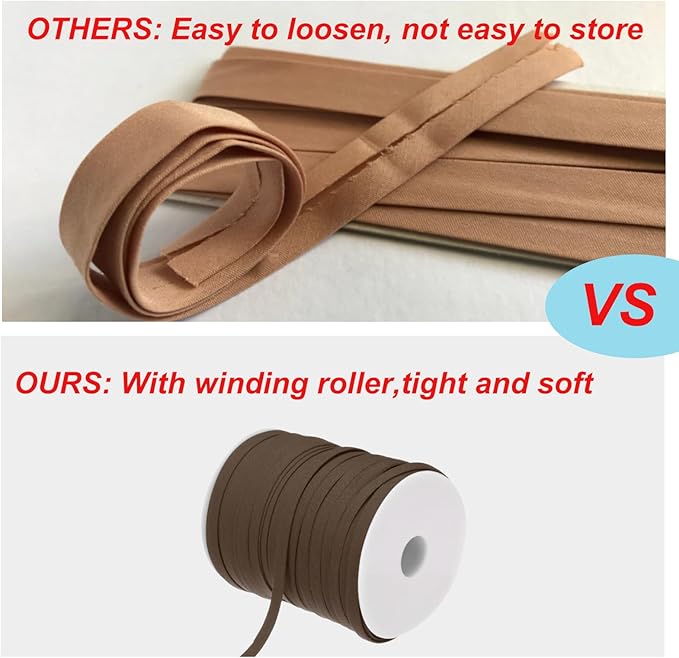 MECCANIXITY 1/4 Inch Double Fold Bias Tape Polyester Continuous Bulk Bias Tape for Sewing,Seaming Quilting Hemming Binding Crafts (Grey 25 Yards)