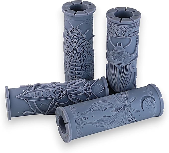 Enchanted Insect Collection Clay Texture Rollers 4-Pack (4") - Insect Set #01 - Embossing Pattern Rollers for Polymer & Ceramic Clay, Pottery & Crafts