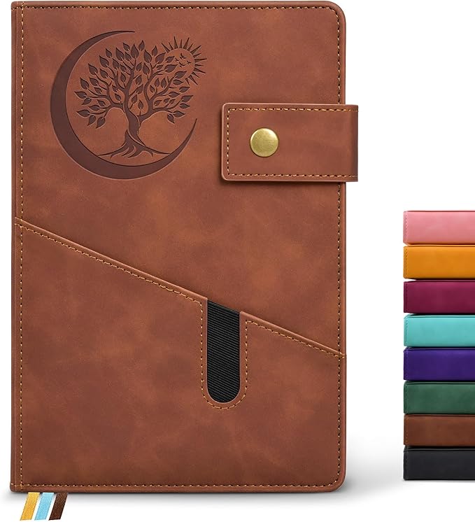 Blank Journal Notebook, A5 Hardcover Leather Sketchbook with 200 Pages Thick Blank Paper for Men Women, Unlined Drawing & Writing Journal, 5.9" x 8.4" Plain Notebook (dark brown)