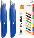 DIYSELF 2Pack Utility Knife Box Cutter Retractable Blade Heavy Duty PVC Pipe Cutter (Blue)