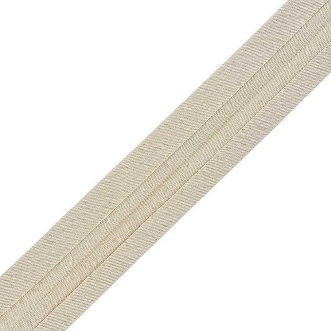 Mandala Crafts 55 Yards 5/8 Inch Beige Double Fold Bias Tape for Sewing - Bias Binding Tape for Quilting Binding, Hemming, Seam, and Fabric Piping