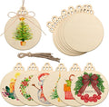 Artmag 100pcs Christmas Unfinished Wood Wooden DIY Hanging Ornaments Blank Round Wood Discs for Crafts Centerpieces Holiday Christmas Hanging Decor Decorations