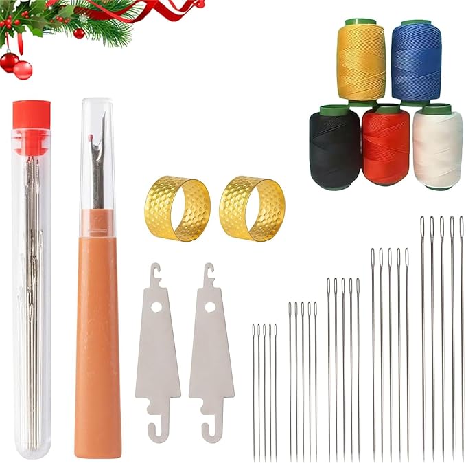 Big Eye Steel Sewing Needles Kit,Multiple Sizes Stainless Steel Needles for Hand Sewing,Seam Ripper & Storage Pouch for DIY Sewing, Embroidery Quilting and Repairs (36Pcs)