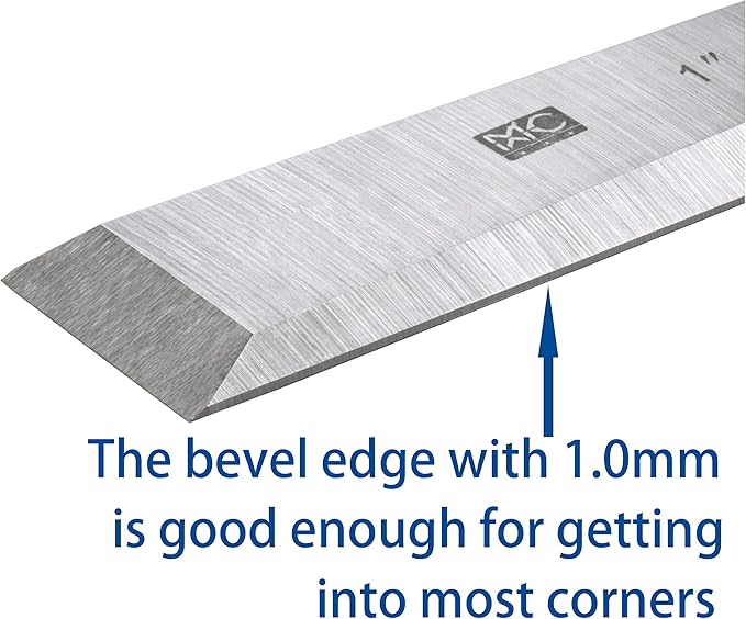 4 Piece Bevel Edge Butt Chisel Set 1/4 inch(6mm), 1/2 inch(12mm), 3/4 inch(20mm), 1 Inch(26mm) with Hornbeam Handles and Stainless Steel Ferrules