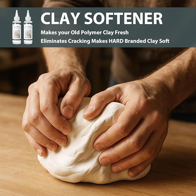 Premium Polymer Clay Softener – Revive Hardened Clay, Enhances Flexibility & Adhesion, Adds Shine After Baking, Ideal for Ceramic Artists, Teachers & DIY Craft Lovers (120ml*2)