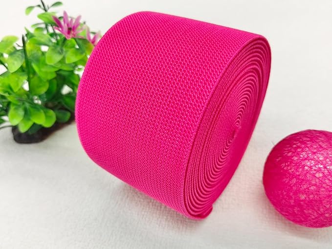 Rose Knit Elastic Band for Sewing 3 inch 5 Yards Double-Side Twill Woven Elastic Heavy Stretch Elastic Spool for Sewing Pants Waistband, Wigs, Skirts, Craft DIY Projects