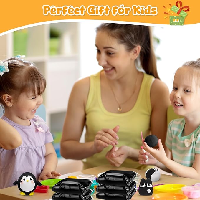 72 Pcs 38oz Air Dry Clay Bulk Modeling Magic Ultra Lightweight Foam Modeling Clay for Kids Adults DIY Gifts Party Arts Crafts and School Project Supplies(Black)