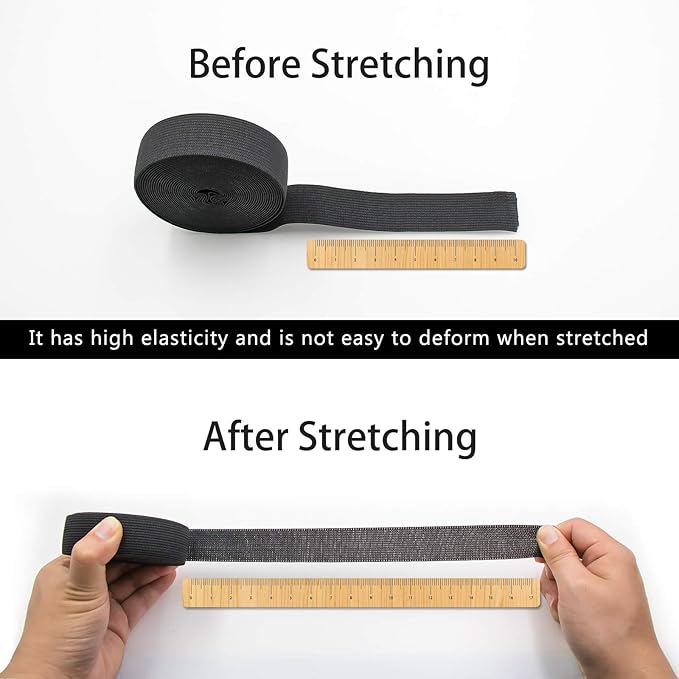 3 Inch Elastic Band for Sewing, Crafts, DIY, High Elasticity, (White 5yards, Black 5 Yards)
