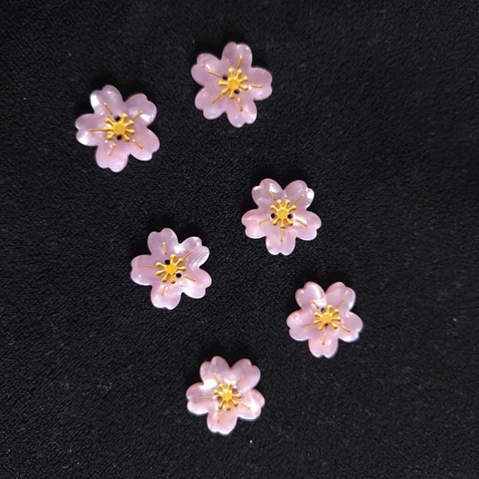 Pink Flower Shaped Buttons for Crafts,Acetate Button for Clothes,Buttons for Sewing,Button Bulk,Pack of 6