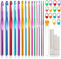 Vodiye 14 Sizes Crochet Hooks Set 2.0–10.0mm, Colorful Metal Crochet Needles, Ergonomic for Comfortable Crocheting