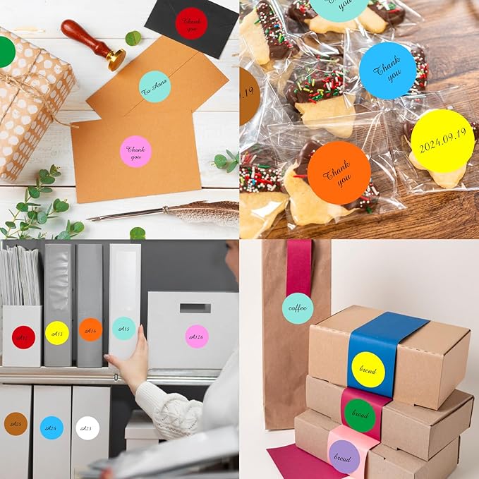 1.5" Round Colored Removable Stickers Labels - Purple,Pack of 500