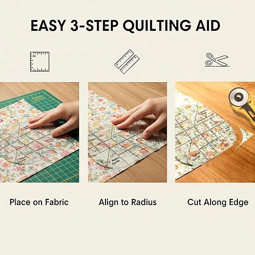 Curved Corner Cutter Quilting Ruler, Acrylic Patchwork Quilting Templates Tools, Acrylic Patchwork Quilting Templates Tools, Quilting Sewing Ruler.