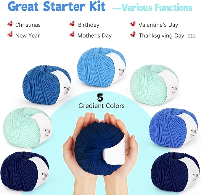 Katech 20 Skeins Cotton Yarn for Crocheting-55% Cotton 45% Acrylic-4 Medium (Worsted)-Super Soft Milk Cotton Yarn-Great Crochet and Knitting Starter Kit for Colorful Craft（Color F）