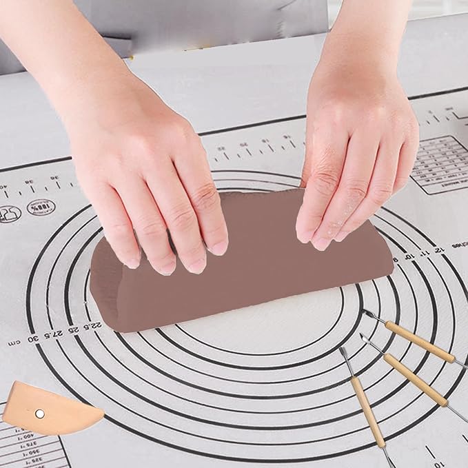 Wooden Wedging Board for Pottery - Clay Mat and Sculpting Tool for Handbuilding, Ceramics, and Crafting - Pottery Accessories for Adults (18inx12in-No Handle-with mat)