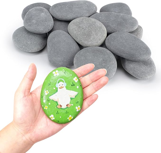 Simetufy 15Pcs Rocks for Painting, Large 3-4 Inch Natural River Stones, Smooth Paintable Flat Rock for Adults, Children, Kindness Rocks Garden Decoration for DIY, Art & Crafts
