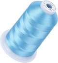 Simthread 5500Yds Embroidery Thread, 5000M High-Yardage 40WT 100% Polyester Thread – 170+ Vivid Colors, High-Speed Rated – Compatible with Brother, Singer, Janome & More - Medium Lt Blue S063