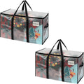 VENO 2 Pack Clear Moving Bags Christmas Storage Bags, Large Storage Bins with Lids, Heavy Duty Holiday Decor Organizers Moving Boxes Tote Packing Garland Ornament Supplies for College Dorm Clothes