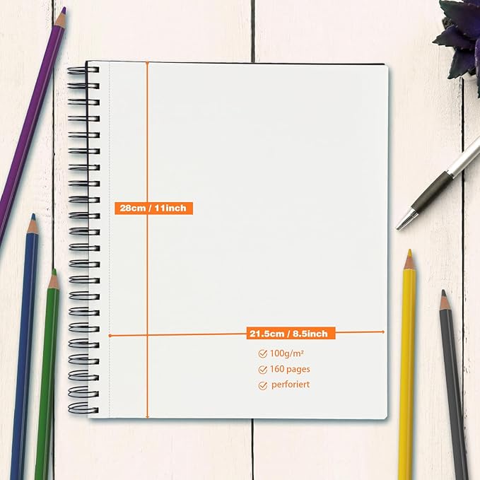 2PACK 5.5x8.5 and 1Pack 9 x 11 inches Hardcover Sketch Book，3 Pack 80-Sheets (68lb/100gsm)，Double-Sided Hardbound Sketchbook, Spiral Bound,Acid Free Painting Art Paper for Kids and Adults