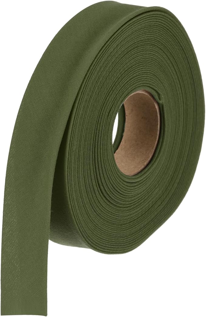 MECCANIXITY 1 Inch Double Fold Bias Tape Polyester Continuous Bulk Bias Tape for Sewing,Seaming Quilting Hemming Binding Crafts (Dark Green 10 Yards)