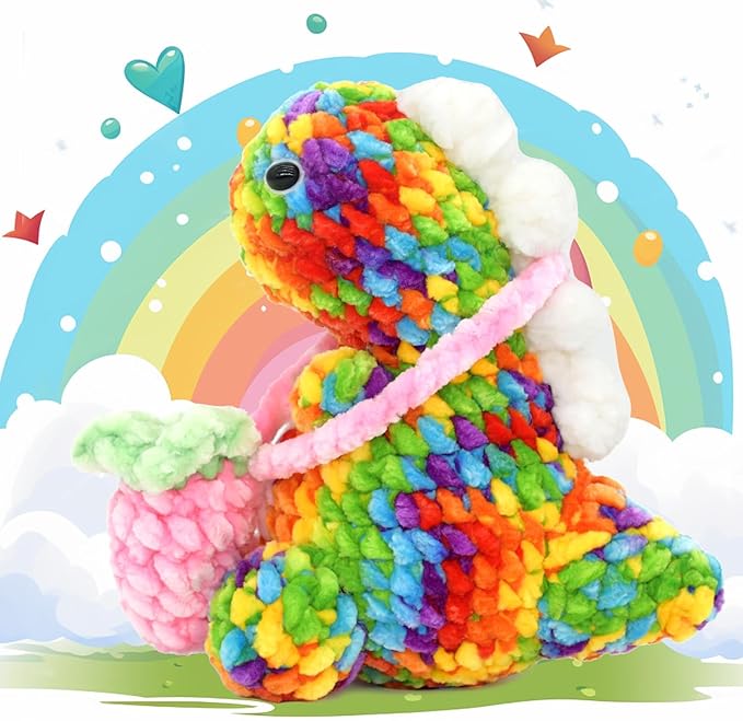 Velvet Chenille Yarn for Crocheting Rainbow Velvet Fluffy Plush Yarn Thick Bulky Chunky Chenille Velvet Soft Baby Blanket Yarn for Crocheting Hand Knitting 100g-Bright Rainbow