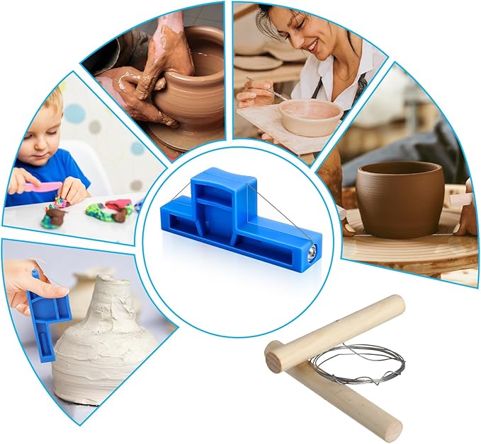 2 Pcs Angle Cutting Clay Tool and Clay Wire Cutter Steel Wire Bevel Cutter Small Pottery Angle Clays Trimming Tool Plastic Ceramic Wires Small Pottery Cutters for Ceramics Sculpting, Cheese Dough