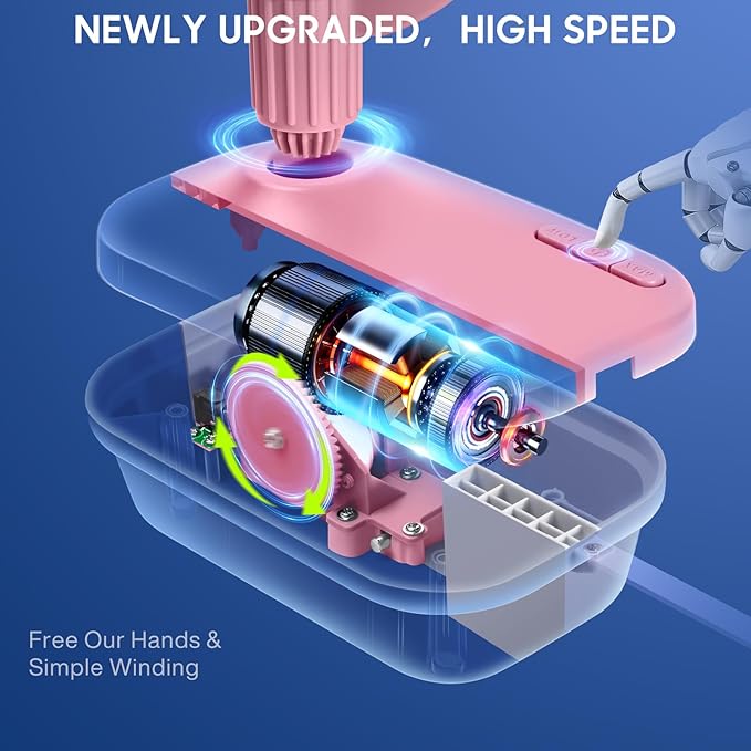 Electric Yarn Winder, 2025 Upgrade High-Speed Automatic Yarn Ball Winder with 3 Adjustable Gears, 4-10oz Large Capacity Yarn Spinner for Knitting & Crocheting, Pink Gift for Craft Lovers
