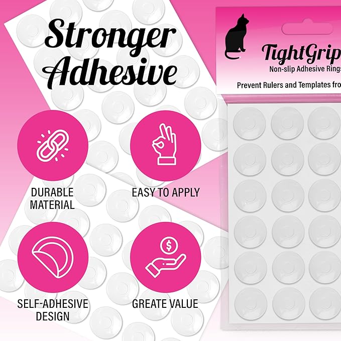 TightGrips Non-Slip Grips for Quilt Templates - 48 Pieces Total - 24 Large & 24 Small - 2 Pack