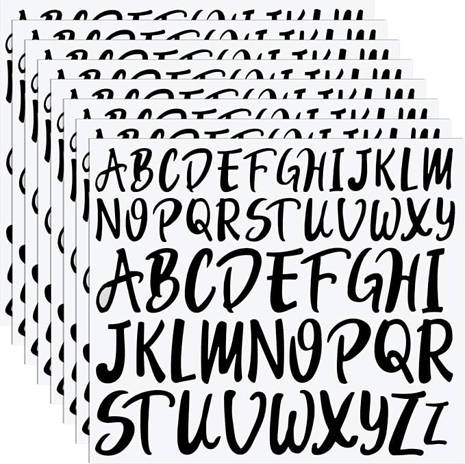 TaoBary 416 Pcs Letter Stickers 8 Sheets Alphabet Stickers 2 Size Vinyl Cursive Self-Adhesive Letter Personalized Decor for Mailbox Scrapbook Window Sign Door Classroom DIY Craft (2'', 3'', Black)
