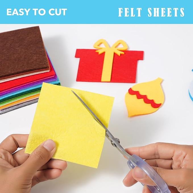40PCS Felt Fabric Sheets Craft - 4"x 4" Assorted Colors - 1mm Thick Square Nonwoven Felt Fabric for Crafts DIY