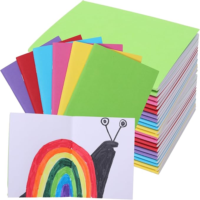 48 Pack Blank Books for Writing Stories, Mini Notebooks Bulk Small Unlined Journals, 24 Sheets/48 Pages Pocket Notebooks for Drawing, Sketching, Journaling, 4.3 x 5.6 Inches (Colorful Covers)