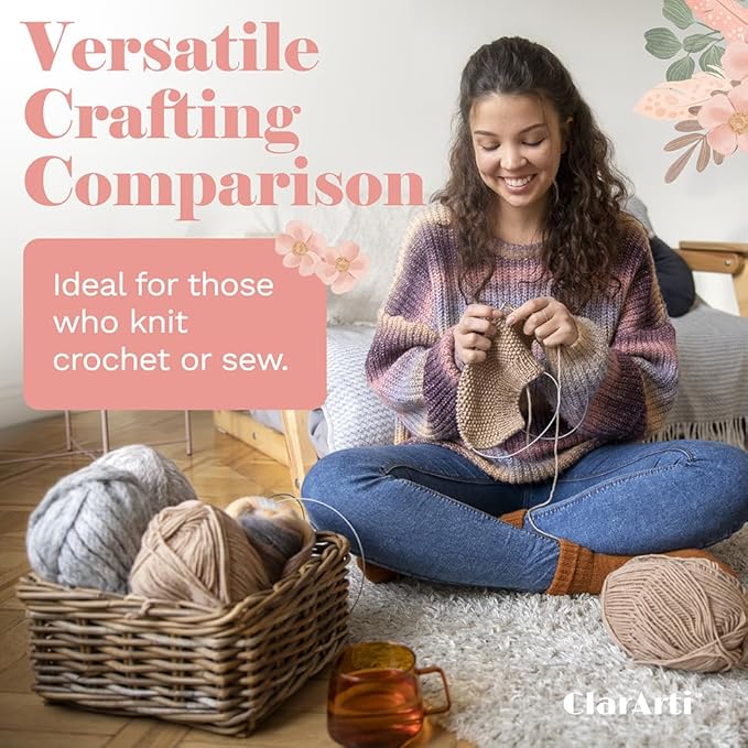 ClarArti Yarn Ball Winder for Crocheting, Knitting, & Other Yarn Crafts | Quick, Quiet, Creates Yarn Balls & Yarn Cakes | Medium Capacity, Can Handle Average Size Yarn Skeins (Red/White)