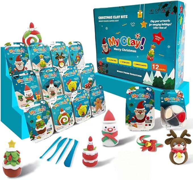 Air Dry Clay Kit for Kids-Christmas Gifts for Kids,12 Boxes Modeling Magic Clay Kit with Sculpting Tools Tutorials. A Christmas Gift Suitable for Christmas, Family Gatherings and for Children