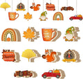 Subacy 80 PCS Unfinished Thanksgiving Wood Cutouts 10 Styles DIY Wooden Crafts, Wooden Art Tags for Painting, Thanksgiving Hanging Ornaments(Thanksgiving)