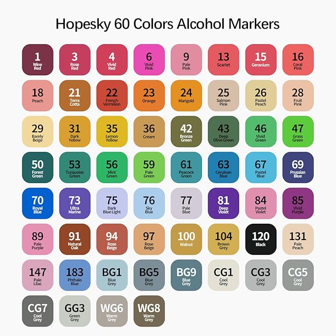 60 Colors Alcohol Markers - Dual Tip Permanent Art Markers Set for Coloring Drawing Painting, Fine and Chisel Tip Alcohol Based Pens with Storage Case for Adult Artists