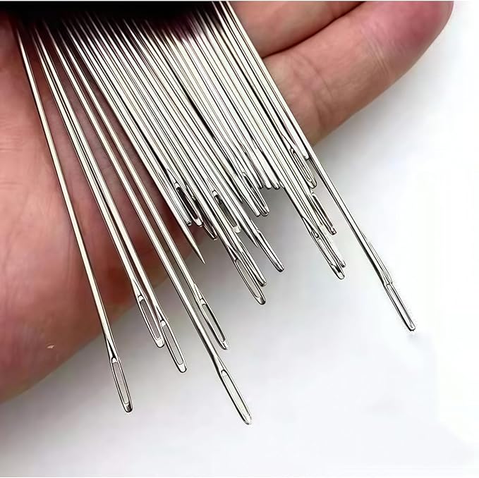 34PCS Big Eye Steel Needles Set, Long & Thin Handmade Quilting & Sewing Needles Kit for DIY Sewing, Needles Thread Hand Repair Tools, Stainless Steel Needles for Hand Sewing Kit (37PCS)
