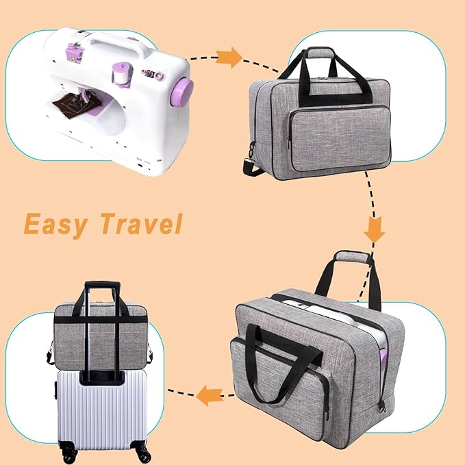 Sewing Machine Carrying Case，Sewing Machine Carrying Case Tote Bag，Universal Tote Storage Bag with Pockets and Handles, Suitable for Most Standard Singer, Janome (GREY)