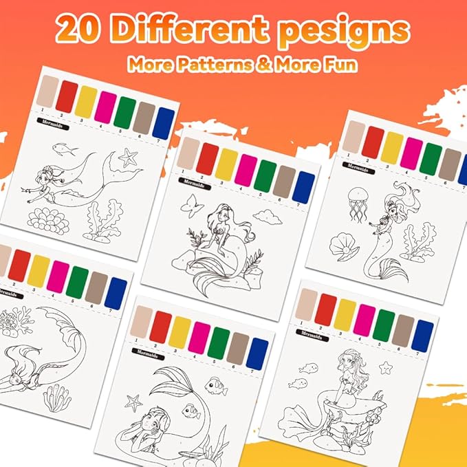 Paint With Water Books for Kid,Mermaids Coloring Book With Watercolor Paint Set Kids,Travel Coloring Kit，Arts and Crafts Suitable for Birthday