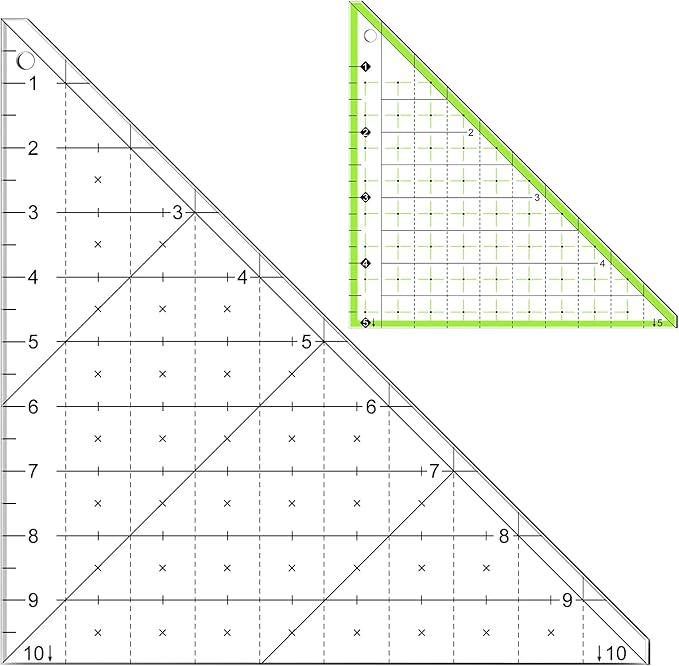 2 Pieces Folded Corner Ruler Acrylic Folded Corner Clipper Tool Simplicity 45 Degree Triangle Ruler and Quilting Template for Sewing Cutting Cutter Tools, Transparent