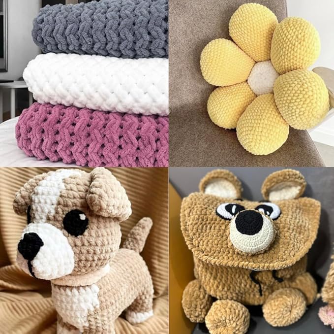 Soft Velvet Yarn Chenille Yarn for Crocheting Super Bulky 100g (74.3 yds) Baby Blanket Yarn for Knitting Amigurumi Yarn for Crochet Weaving Craft