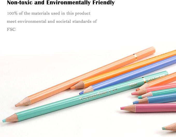 KALOUR Macaron Pastel Colored Pencils,Set of 50 Colors,Artists Soft Core,Ideal for Drawing Sketching Shading,Coloring Pencils for Adults Kids Beginners