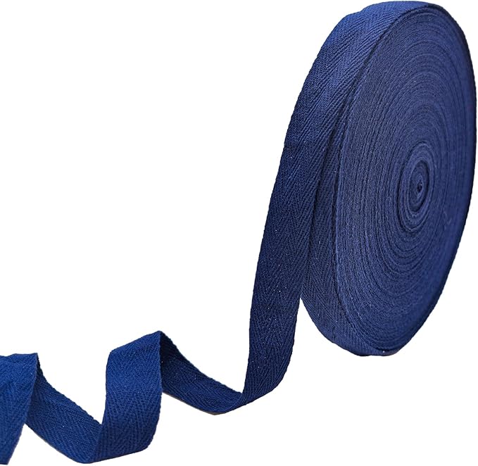 40 Yards Herringbone Twill Tape for Sewing,Pet Collar,Gift Wrapping Home Deco -3/4 inch Navy Blue Cotton Webbing Straps-Natural Bias Binding Tape for Handles, Crafting & DIY Projects