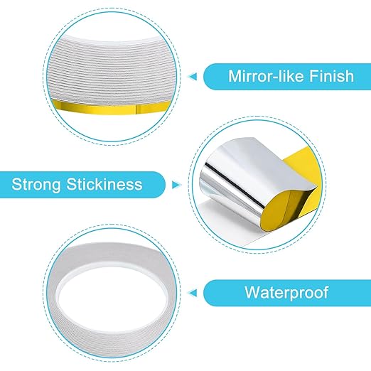 uxcell Metallic Tape, 0.19 in x 164 ft Self Adhesive Metalized Polyester Film Tape Waterproof Shiny Washi Tape for Walls Graphic Arts Gifts Wrapping Crafts Decoration, Gloss Gold, 2 Pcs