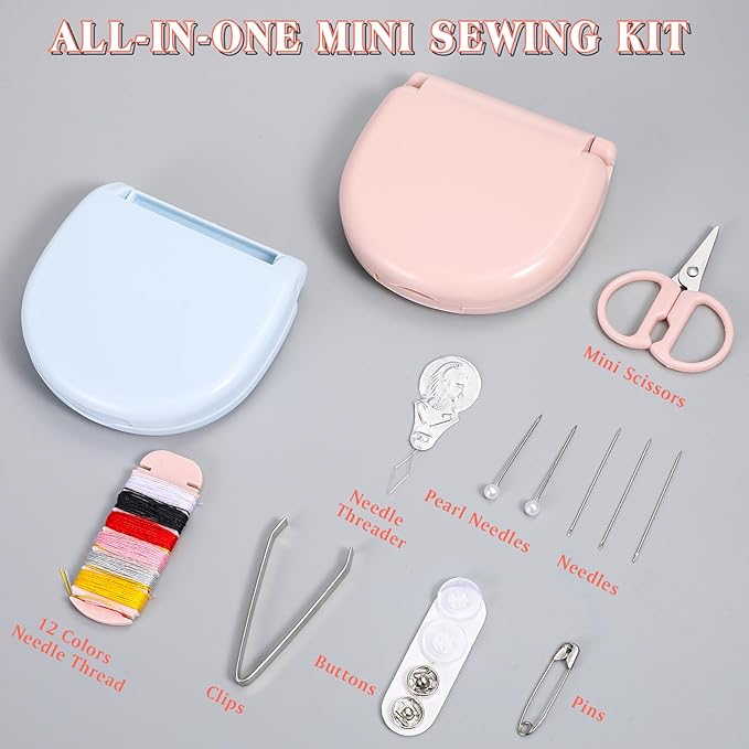 Yuxung 80 Pieces Mini Travel Sewing Kit Basic Portable Emergency Sewing Repair Kit in Bulk with Threads Scissors Needles for Beginner Traveler Hotel Charity Homeless