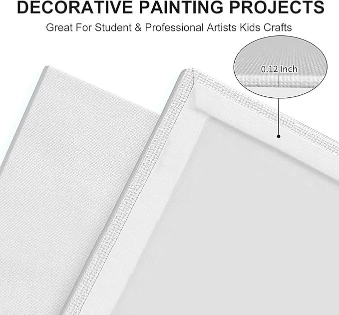 Canvas Panels 12x16 Inch 24-Pack, 10 oz Primed 100% Cotton Canvases for Painting, White Blank Flat Canvas Board for Oil Acrylics Watercolor & Tempera Paints