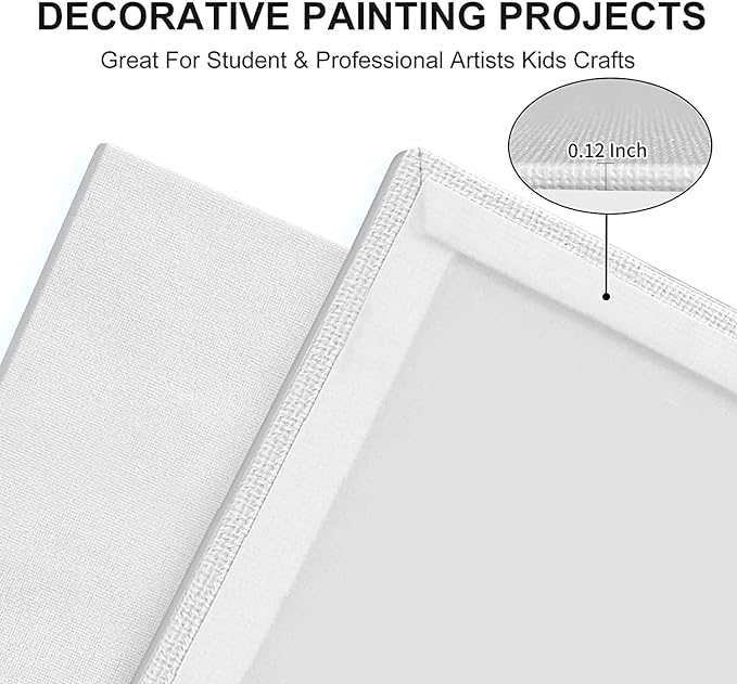 Artkey Canvas Panels 18x24 Inch 6-Pack, 10 oz Primed 100% Cotton Large Canvases for Painting, White Blank Flat Canvas Boards for Oil Acrylics Watercolor & Tempera Paints