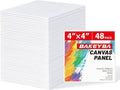 Mini Canvas Boards 48 Pack, 4x4 Inch Painting Canvas Panels, 100% Cotton Pre-Primed for Acrylics Oil Watercolor Tempera Paints