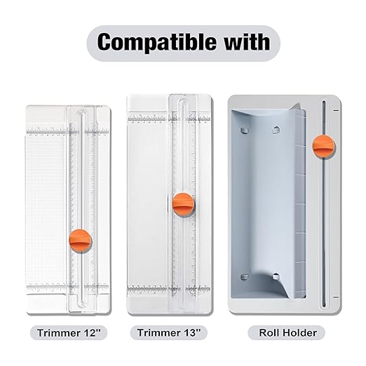 Likart 4-Pack Paper Cutter Replacement Blades Kit, Portable Trimmer Cutting Blades Compatible for Portable Trimmer/Basic Trimmer/Roll Holder,3 Cutting Blades & 1 Scoring Blades with a Holder,Orange