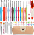 Mayboos 14 Sizes Crochet Hook Set, Large Crochet Hooks Yarn Needle Kits Knitting Needles with Ergonomic Handles for Beginners