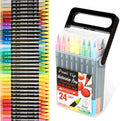 Dual Tip Markers for Kids, Washable Markers Set, Art Marker with Stand Portable Box, Gift For Kids (24 Colours)