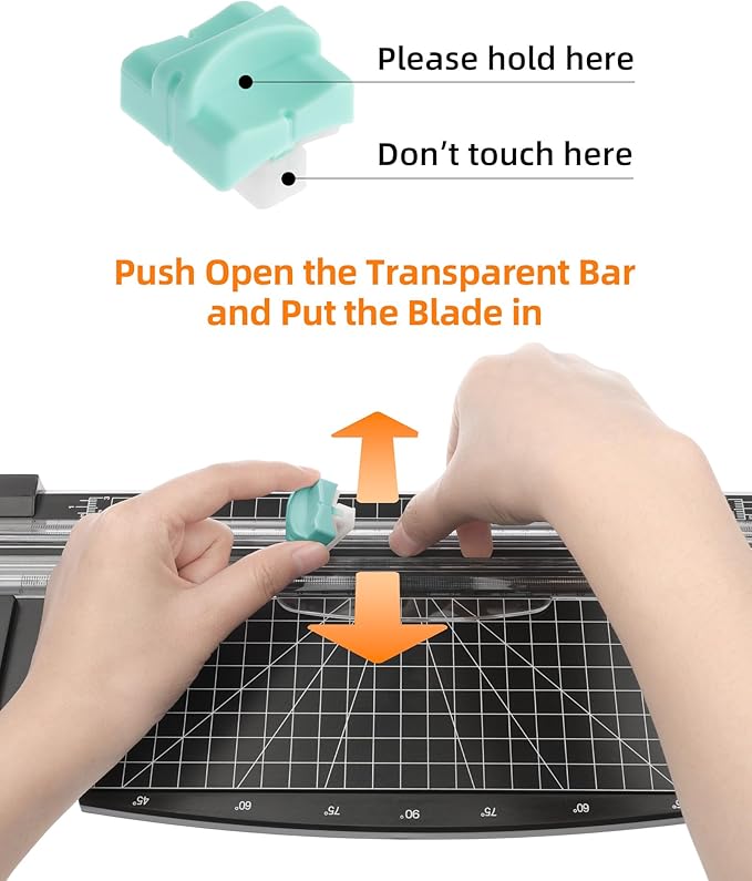 Firbon 2Pcs Refill Blades for A4 A5 Paper Cutter, Spring-Loaded Safeguard Design Replacement Blade for Paper Trimmers (Mint Green)